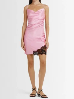 Vestito in misto seta con ruches