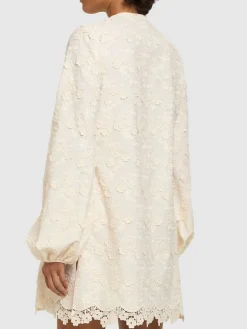 Vestito in popeline con ricami