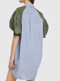 Vestito in popeline di cotone e twill di nylon