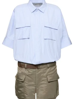 Vestito in popeline di cotone e twill di nylon
