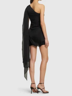 Vestito in raso di seta drappeggiato