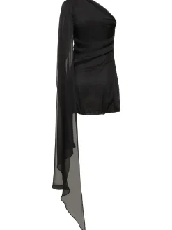 Vestito in raso di seta drappeggiato