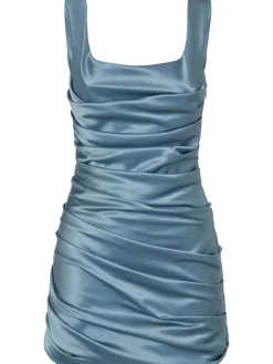 Vestito in raso di seta drappeggiato