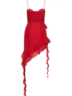 Vestito in seta georgette con ruches
