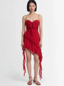 Vestito in seta georgette con ruches