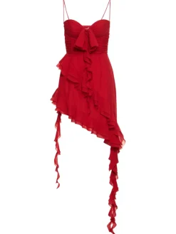 Vestito in seta georgette con ruches