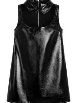 Vestito in vinile con cutout e colletto