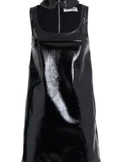Vestito in vinile con cutout e colletto