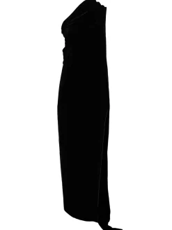 Vestito lungo Athena in velluto drappeggiato