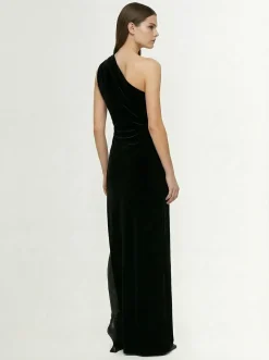 Vestito lungo Athena in velluto drappeggiato