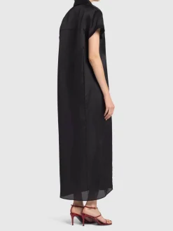 Vestito lungo Effy in organza di misto seta