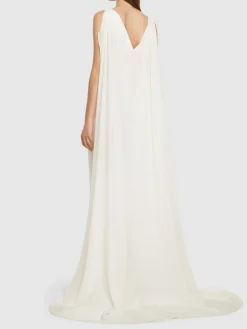 Vestito lungo in cady con mantella