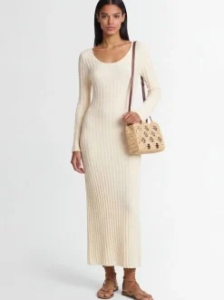 Vestito lungo in cotone traforato