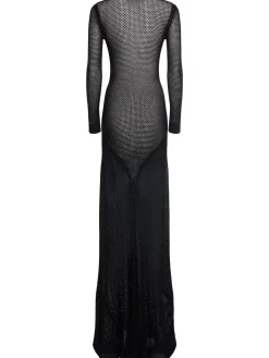 Vestito lungo in crêpe di misto viscosa