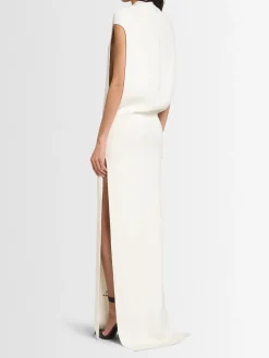 Vestito lungo in georgette di seta doppia