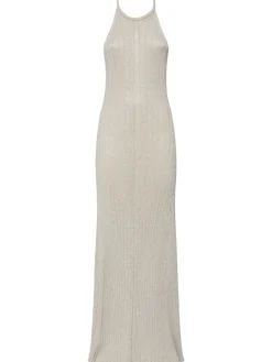 Vestito lungo in lurex a costine