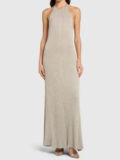 Vestito lungo in lurex a costine