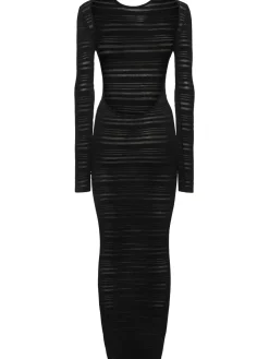Vestito lungo in maglia trasparente