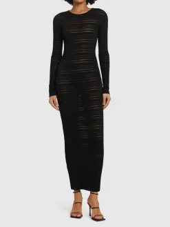 Vestito lungo in maglia trasparente
