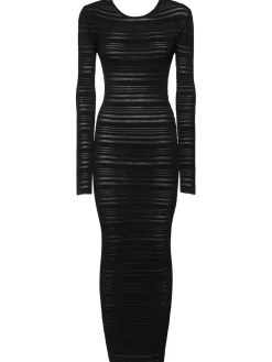 Vestito lungo in maglia trasparente