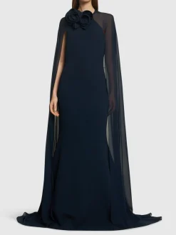 Vestito lungo in misto seta