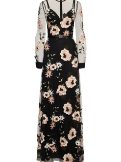 Vestito lungo in tulle con ricami
