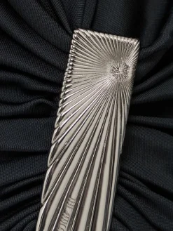 Vestito lungo in viscosa lucida drappeggiata