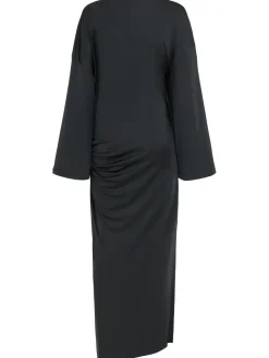Vestito lungo in viscosa lucida drappeggiata