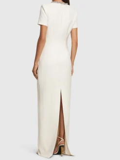 Vestito lungo maniche corte in crepe