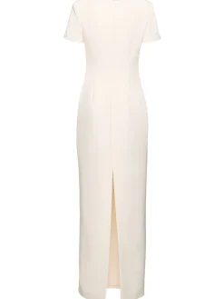 Vestito lungo maniche corte in crepe