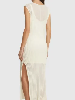 Vestito lungo senza maniche Ada in maglia / spacco