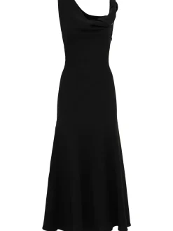 Vestito lungo Violetta in seta crepe drappeggiata