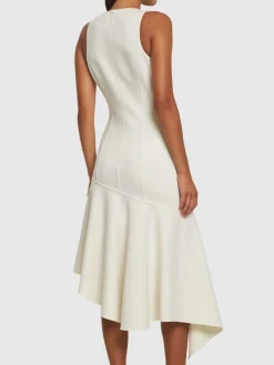 Vestito midi asimmetrico drappeggiato