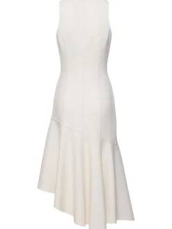 Vestito midi asimmetrico drappeggiato