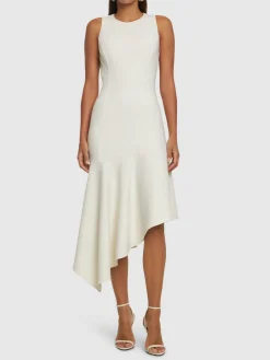 Vestito midi asimmetrico drappeggiato