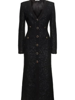 Vestito midi con scollo a V e paillettes