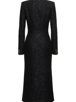 Vestito midi con scollo a V e paillettes