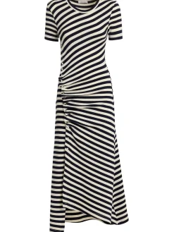 Vestito midi drappeggiato a righe