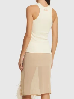 Vestito midi in georgette / piume