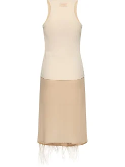 Vestito midi in georgette / piume