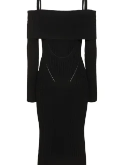 Vestito midi in maglia a costine