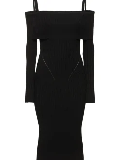 Vestito midi in maglia a costine