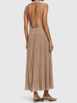 Vestito midi in maglia di misto viscosa a costine