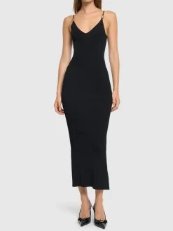 Vestito midi in maglia di viscosa stretch