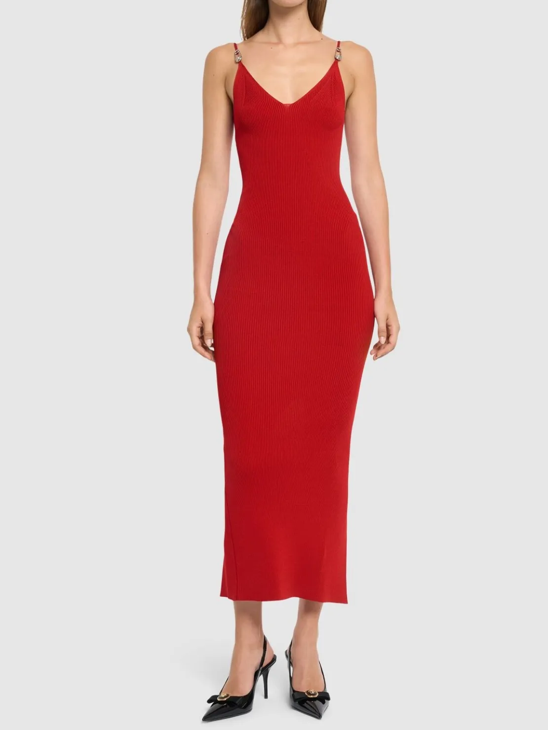 Vestito midi in maglia di viscosa stretch