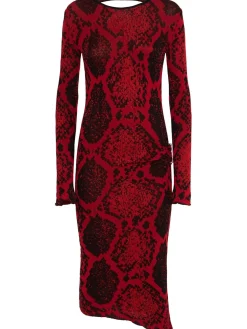 Vestito midi in misto viscosa stampa pitone