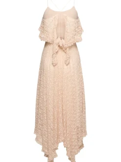 Vestito midi in pizzo di misto cotone drappeggiato