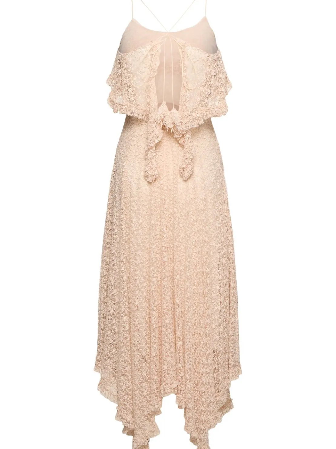 Vestito midi in pizzo di misto cotone drappeggiato