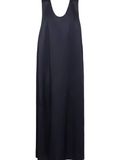 Vestito midi in raso con spilla