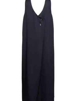 Vestito midi in raso con spilla